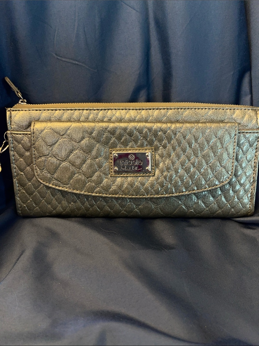 Nicole by Nicole Miller Pewter Quilted Wristlet Clutch
